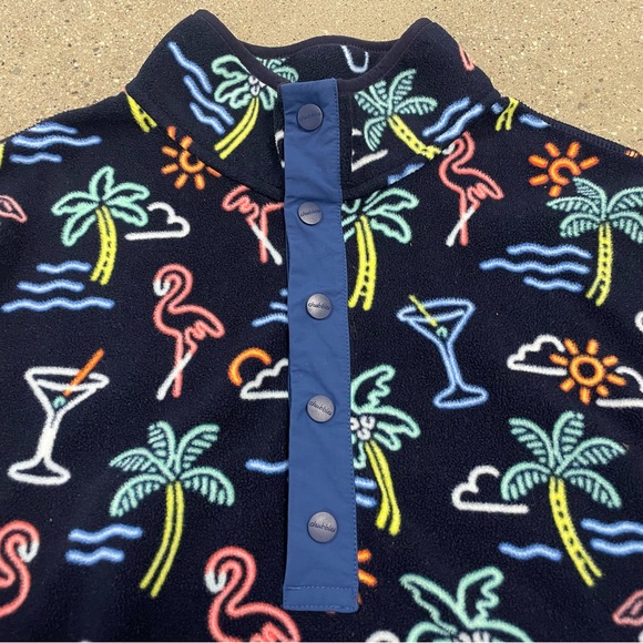 Chubbies Neon Lights Palm Tree Flamingo Unisex Fleece Pullover Jacket Large - Picture 2 of 14